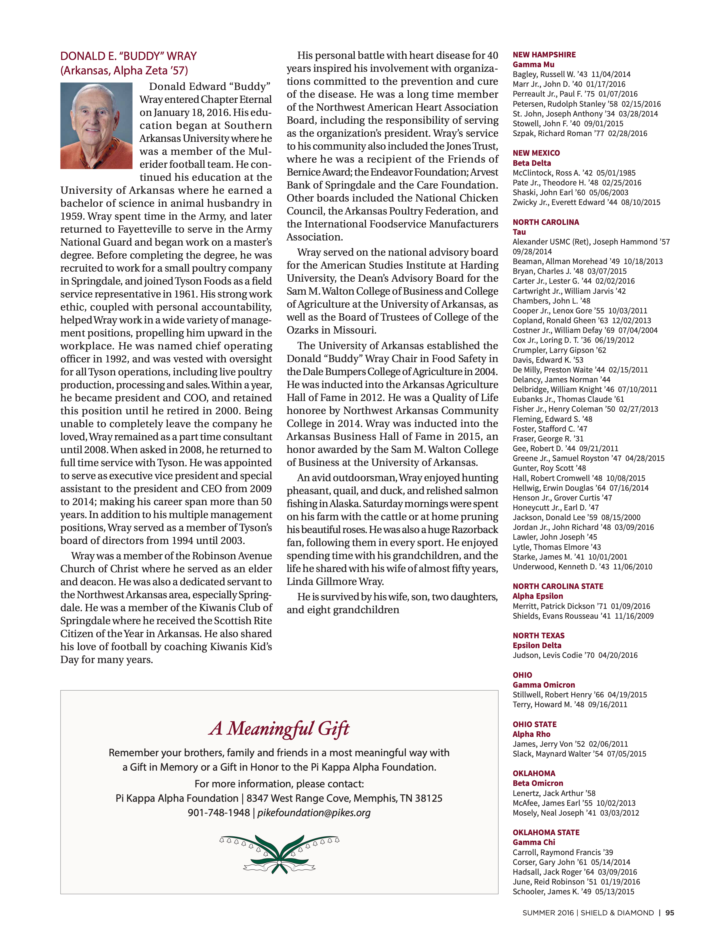 A Meaningful Gift, Summer 2016